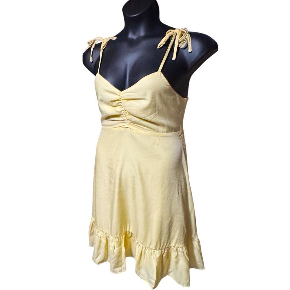 Mittoshop Yellow Ruched Spaghetti Strap Mini Dress | Smocked Back | NWT - Picture 8 of 14